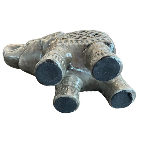 Elephant Tea Light Holder Trunk Up Ceramic Grey Boho Eclectic - Picture 8 of 9